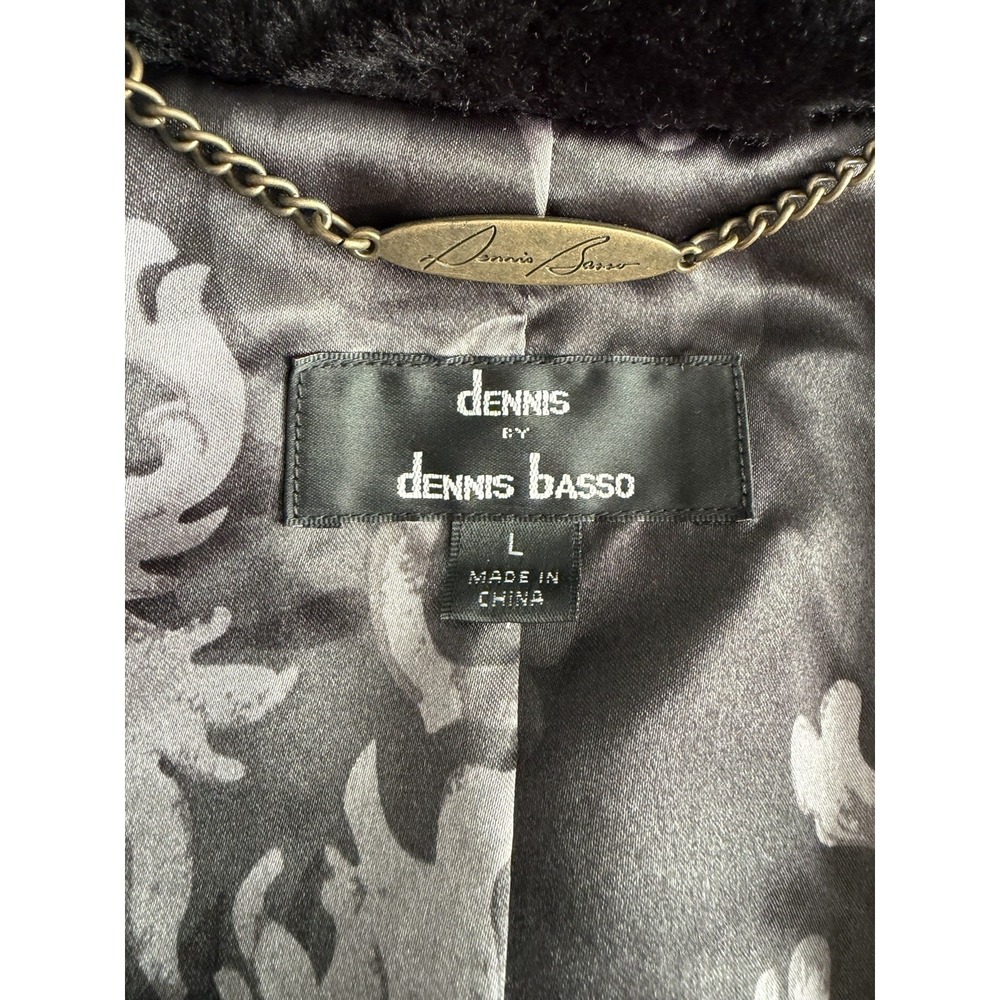 Dennis Basso Faux Fur Coat Womens L Black Hooded Plush Jacket Soft Lined - Picture 8 of 8